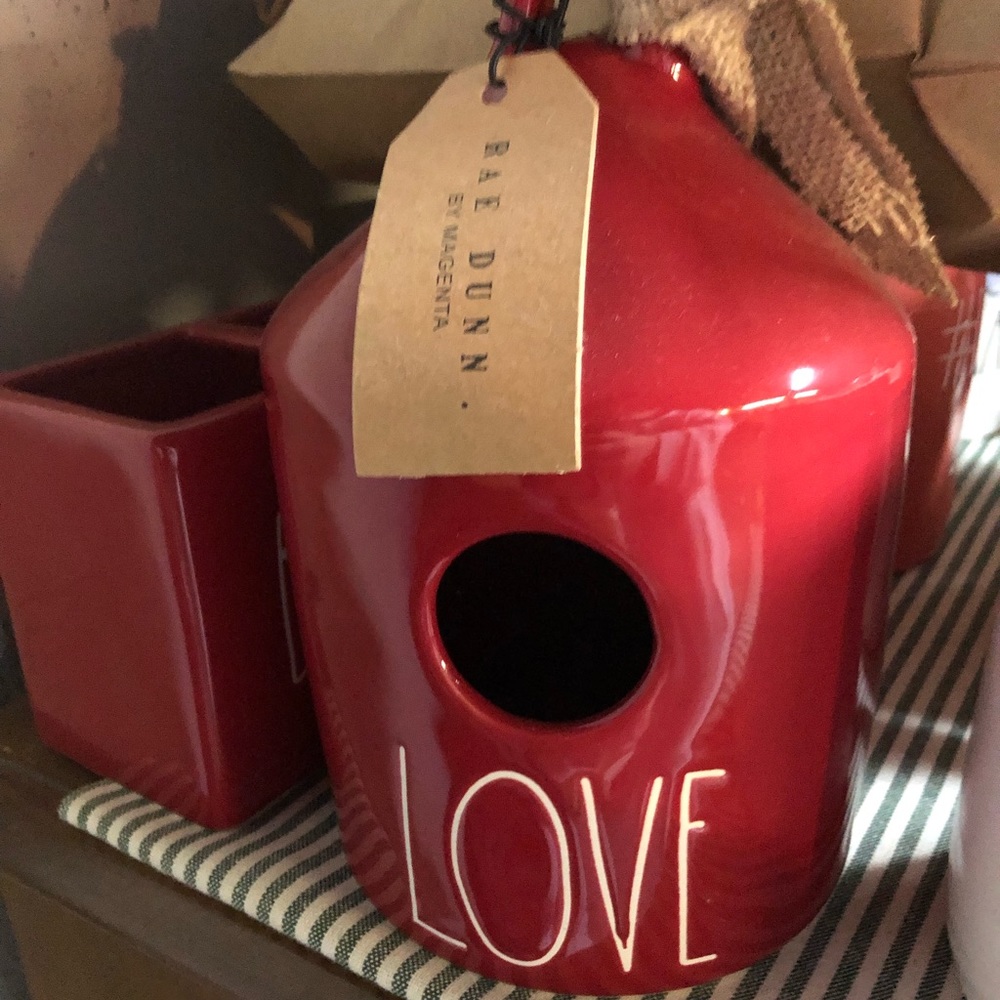 Rae Dunn “Love” Red Ceramic Birdhouse